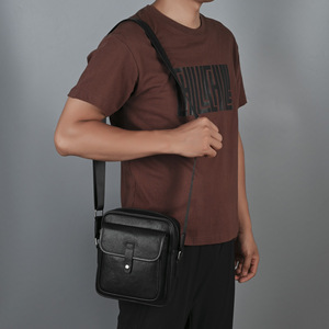 Men's Genuine Leather Messenger Bag Black <b>Small</b> Durable Everyday Use - Product Image 3