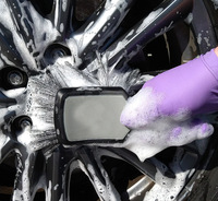 Cepillo duradero para limpieza de ruedas, tamaño mediano, mango ergonómico antideslizante, cepillo para neumáticos para detallado de automóviles, lavado profundo de llantas y radios