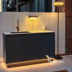 Mtop 현대 디자인 아크릴 스테인레스 스틸 주방 캐비닛 사용자 정의 회색 가구 섬 수도꼭지 서랍 슬라이드 힌지 - Product Image 1