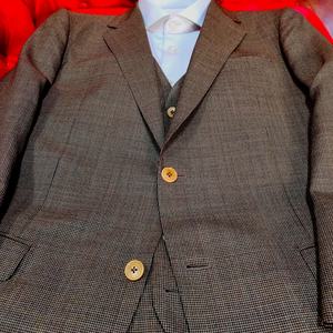 <span class=keywords><strong>Traje</strong></span> de 3 piezas de lana VBC italiana, marrón, con estampado de pata de gallo, corte ajustado, <span class=keywords><strong>para</strong></span> negocios, bodas, ropa formal, chaleco, pantalones con cierre de cremallera, transpirable | - Product Image 3