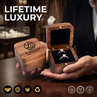 Boîte à bagues de luxe en bois de noyer Landy, emballage carré haut de gamme pour bijoux, vente en gros, fabricant, cadeau de mariage, fournisseur en vrac