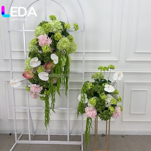 LEDA Hot Selling Silk Flower <b>Runner</b> Hydrangea Palm Green White Artificial Flower <b>Runner</b> For Table Flower <b>Runner</b> Decoration - Product Image 6