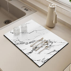 Elegante Alfombrilla de Mármol Blanco para Grifo, Rectangular, de Fibra de Poliéster, Antideslizante, de Secado Rápido y Absorbente para Fregadero - Product Image 5