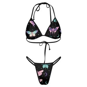 Conjunto de baño de lujo para mujer, 2 uds., personalizado, Sexy, Halter, triángulo, Top, Push, Espalda descubierta, traje de baño, estampado, dos piezas, <span class=keywords><strong>tangas</strong></span> lavadas - Product Image 2