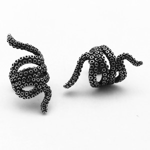 Pendientes de tentáculo de pulpo yunnique, plata tibetana, forma de animal, diseño geométrico, joyería de moda para hombres y mujeres - Product Image 3