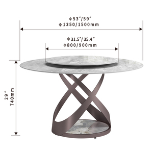 Bộ bàn ăn tròn hiện đại với chân thép carbon bóng mờ, bán buôn, bàn xoay màu trắng Bắc Âu, nội thất phòng ăn nhà bếp - Product Image 6