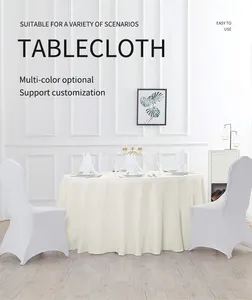 wholesale cheap custom fitted round tablecloth polyester white wedding table cloths for events
