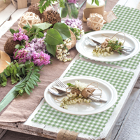 Huancai vert Buffalo Plaid papier napperons napperons jetables tapis de Table pour le dîner Table réglage fournitures de fête de mariage