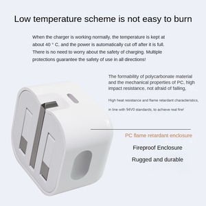 Pliable PD20W UK Plug Chargeur Set C C Câble 20W <span class=keywords><strong>Charge</strong></span> Rapide Multi-Protection (OTP OVP) CE UK CA Compatible pour <span class=keywords><strong>iPhone</strong></span> Samsung - Product Image 3