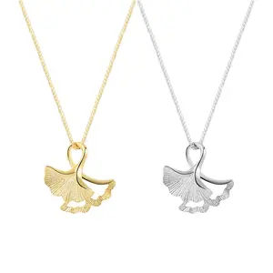 ANENJERY Ginkgo Leaf Pendant Necklace For Women New Fashion Collarbone Chain Jewely Wholesale