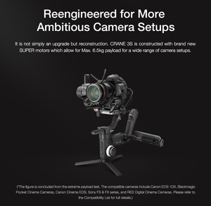 Estabilizador de Cámara Gimbal de Mano de 3 Ejes CRANE 3S, Compatible con Cámaras de Video DSLR de 6.5 kg para Nikon y Canon - Product Image 3