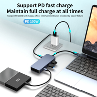 Usine OEM ODM 7 en 1 Hub Usb Station d'accueil Double HDTV 4K 60HZ 1 * DP 4K 60Hz PD USB a 2.0 3.0 Hubs pour tous les ordinateurs portables