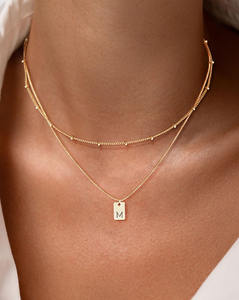 Collana iniziale per le donne, 14K placcato in oro reale a strati lettera ciondolo collana Set di maiuscolo elegante monogramma girocollo alla moda - Product Image 4