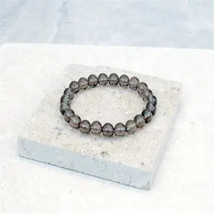 SN1944 Smoky Quartz Unisex Jewelry Men's Bracelet Smoky Crystal Beads 8mm Diameter Natural Bracelet