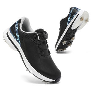 Chaussures de <span class=keywords><strong>golf</strong></span> en cuir véritable pour hommes et femmes, confortables, imperméables, avec lacets rétractables à bouton automatique, antidérapantes, fixation par clous - Product Image 2