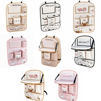 Organisateur de siège auto en cuir, motif dessin animé mignon, pliable, avec plateau, étanche, 5 compartiments, motif personnalisé, vente en gros