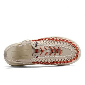 Sandales d'été pour hommes, chaussures de plage antidérapantes en caoutchouc, mode décontractée, sandales en cuir noir, rouge et blanc pour hommes - Product Image 4