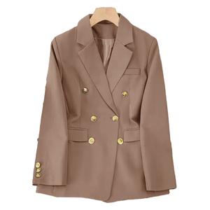 En Oferta, Elegante Chaqueta Formal Dorada con Botones, Manga Larga, Doble Botonadura, Moda Femenina - Product Image 1