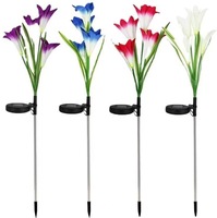 Lampe solaire LED Lily, étanche IP55, CRI70, commande par bouton, décoration lumineuse pour jardin extérieur, fleur artificielle, éclairage de fête