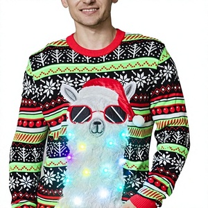 Pull tricoté à col droit et manches longues pour homme, tailles M-3XL, 100 % acrylique, motif dessin animé imprimé numériquement, anti-rétrécissement, poids du tissu 320g - Product Image 3