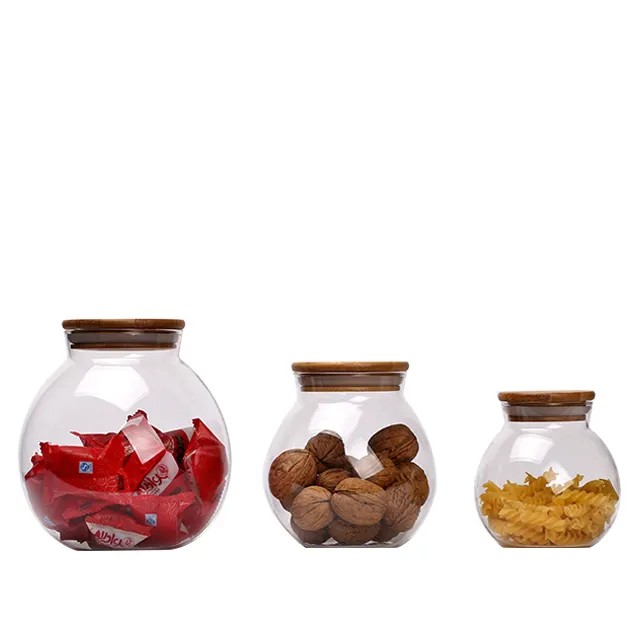 2023 Cheap 500ml glass jar with bamboo screw lid