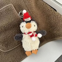 Porte-clés en peluche pingouin cacahuète de dessin animé mignon avec écharpe, mini poupée pendentif de sac, ornement cadeau d'anniversaire