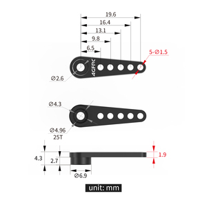 HPS06 - Brazo/Mango de Servo de Aluminio de Alta Precisión y Durabilidad para Servos de las Series A20, A23, <span class=keywords><strong>A26</strong></span>, B13 - Product Image 5