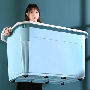 Boîte de rangement multifonctionnelle en plastique de grande capacité avec couvercle, boîte de rangement en plastique pour vêtements divers