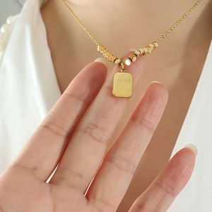 Collar con Colgante Geométrico Cuadrado en Inglés Romántico Francés Personalizado, Cadena de Regalo para <span class=keywords><strong>Niñas</strong></span>, Accesorio de Moda - Product Image 5