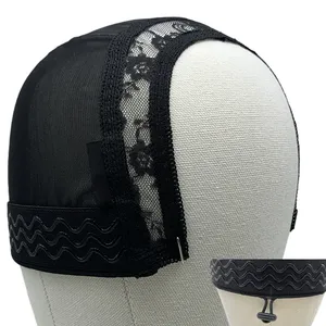 Gorra de peluca en U de 4x4 pulgadas al por mayor con banda de silicona ajustable con cordón para redes de <span class=keywords><strong>pelo</strong></span> sin pegamento, herramientas transpirables de elastano para extensiones de cabello - Product Image 1