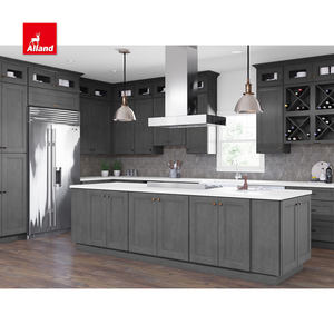 AllandCabinet Shaker en bois massif gris foncé de style traditionnel Armoire de cuisine personnalisée MDF Laque PVC Marbre/Stratifié Usage domestique - Product Image 1