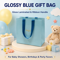Sac cadeau en papier avec pelliculage brillant et poignées en ruban pour les cadeaux de fête de naissance, les fêtes d'anniversaire et les cadeaux pour nouveau-nés