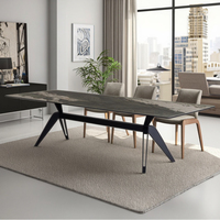 Usine chinoise vend des tables à manger modernes de luxe léger avec pieds en métal et plateau en céramique en verre trempé, meubles de salle à manger 4 places