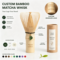 Fouet à Matcha en Bambou Violet Gravé Personnalisé, Qualité Alimentaire, Style Japandi, Haute Qualité, pour Cérémonie du Matcha, Logo Personnalisé