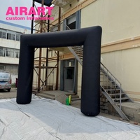 Arche noire gonflable simple Arche de sport gonflable Entrée d'événement en plein air Ajouter un logo et une lumière LED