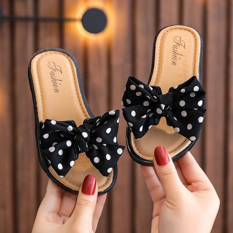 Girls Sandals Kids Summer Slides Slippers Bow Non-slip Casual Girls Flat Shoes
