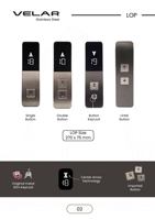 Pièces d'ascenseur : Panneau de commande en verre LOP/COP avec bouton d'appel pour hôtel, appartement, villa – Design moderne 304S SK-X1 avec écran