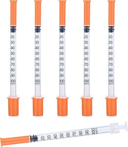Seringue à insuline 1 ml à usage vétérinaire - Aiguille rose à embout fixe pour chiens diabétiques, chats et thérapie hormonale - Product Image 1