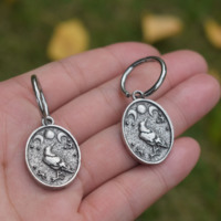 Style rétro Europe du Nord Gothique Lune Corbeau Magique Alliage Femme Boucles D'oreilles Accessoires Bijoux Avec Crochets En Acier Inoxydable