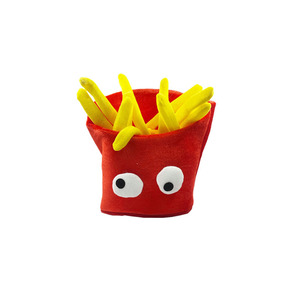 PARTYMENT Casquette en peluche amusante et originale, motif Frites et Hamburger jaunes, pour déguisement, fête, cosplay et événements extérieurs - Product Image 5
