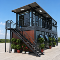Maison Modulaire de Luxe en Verre, Bureaux Détachables, Conteneur Préfabriqué à 2 Étages pour Showroom, Café, Villa