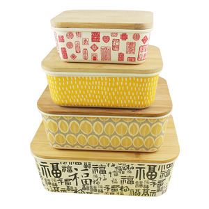 eco-friendly bamboo fiber food containers dinnerware wooden lunch box
