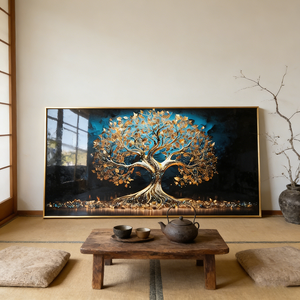맞춤형 모던 블루 트리 풍경 HD 프린팅 홈 데코레이션 거실 배경 벽 아트 크리스탈 도자기 그림 - Product Image 5
