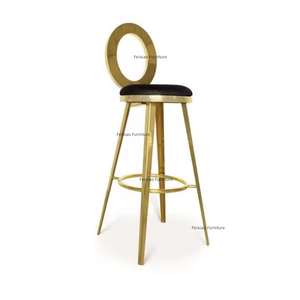 Cheap Hotel Party Bar Furniture Gold Stainless Steel Round Back High Bar <strong>Stool</strong> Chair <strong>for</strong> <strong>Sale</strong> - Product Image 1