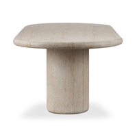 Table de salle à manger extérieure en pierre naturelle marbrée unique, résistante aux intempéries, 102 pouces
