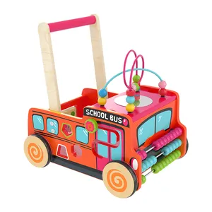 Multifunzione giraffa infantile attività educativa nuovi giocattoli per bambini auto giocattolo in legno push baby walker