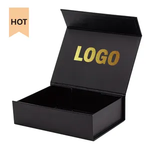 Ropa plegable magnética dorada gigante sorpresa rígida plegable gran logotipo personalizable caja de regalo embalaje con logotipo