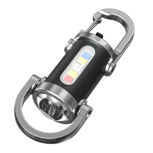 Usb-c充电便携式手电筒，带红色/蓝色频闪防水应急钥匙扣工具，用于EDC ABS灯体发光二极管灯泡 - Product Image 1