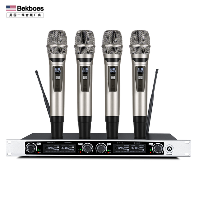 Bekboes Professional Uhf 4 Channel Set of 4 Wireless Microphones