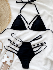 2022 STOCK 5Colors <span class=keywords><strong>Strappy</strong></span> <span class=keywords><strong>Sides</strong></span> Ring Chi Tiết Bộ <span class=keywords><strong>Bikini</strong></span> Eo Cao Sexi Lady Đồ Bơi Táo Bạo - Product Image 4